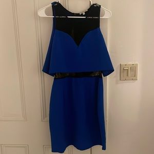 Peplum style blue midi dress